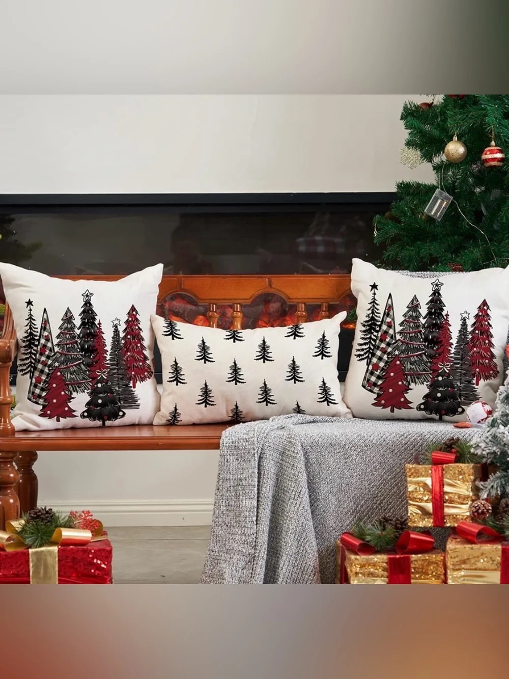 Christmas Pillow Covers 18x18 Set of 2 Xmas Tree Couch Decor ✨🎄